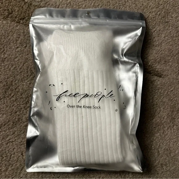 NWT Free People Viola Over The Knee Socks, Ivory - Picture 7 of 9
